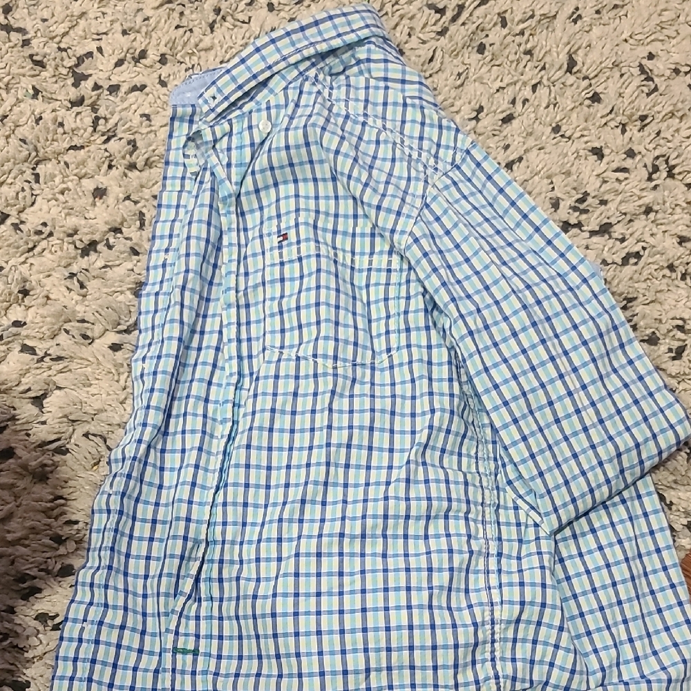 Tommy Hilfiger Blue and White Casual Button Down Shirt